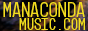 Miniature site button (88 by 31 pixels), reading 'MANACONDAMUSIC.COM' with a snakeskin background