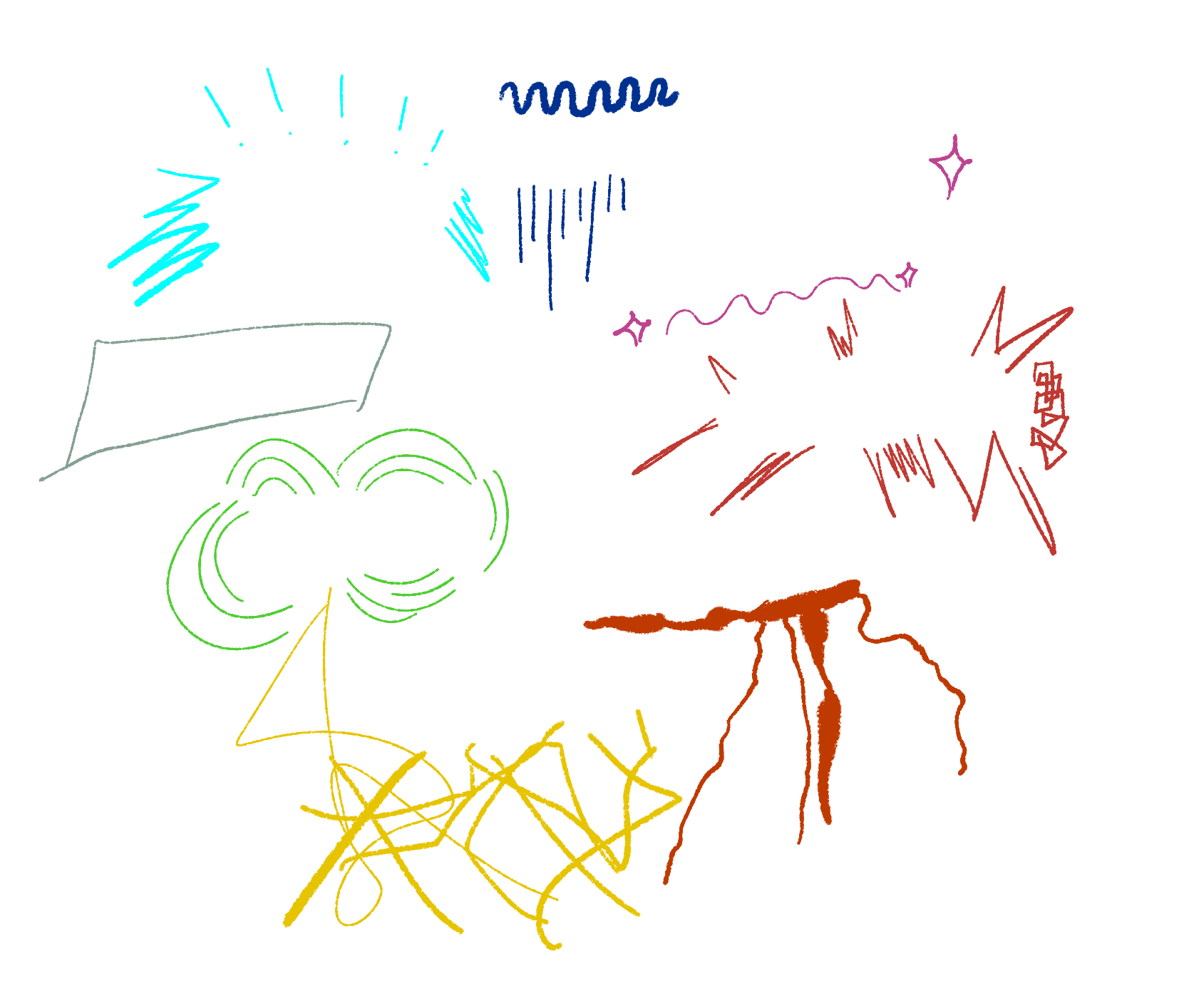 Image with each extrahuman power source: Mort, Lucidum, Choler, Cruor, Ganglia, Gauss, Marrow and Cyan.